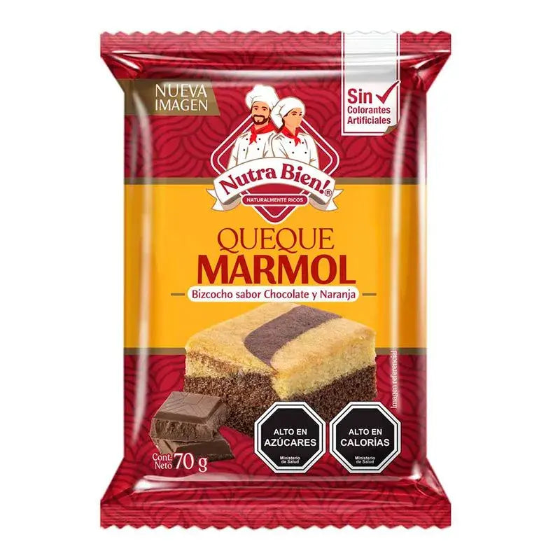 Queque Marmol  Bizcocho Sabor Chocolate y Naranja 70g