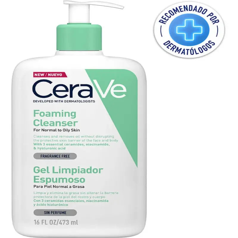 Cerave Gel Limpiador Espumoso Piel normal a Grasa 473ml