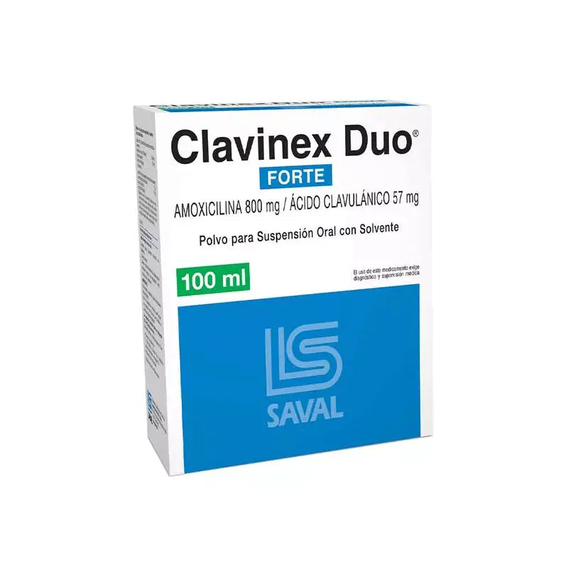 Clavinex Duo Forte 800mg/57mg Polvo para suspensión oral con solvente 100ml