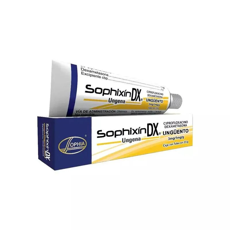 Sophixín DX Ciprofloxacino 0.3% Dexametasona 0.1% Ungüento Oftálmico 3.5g