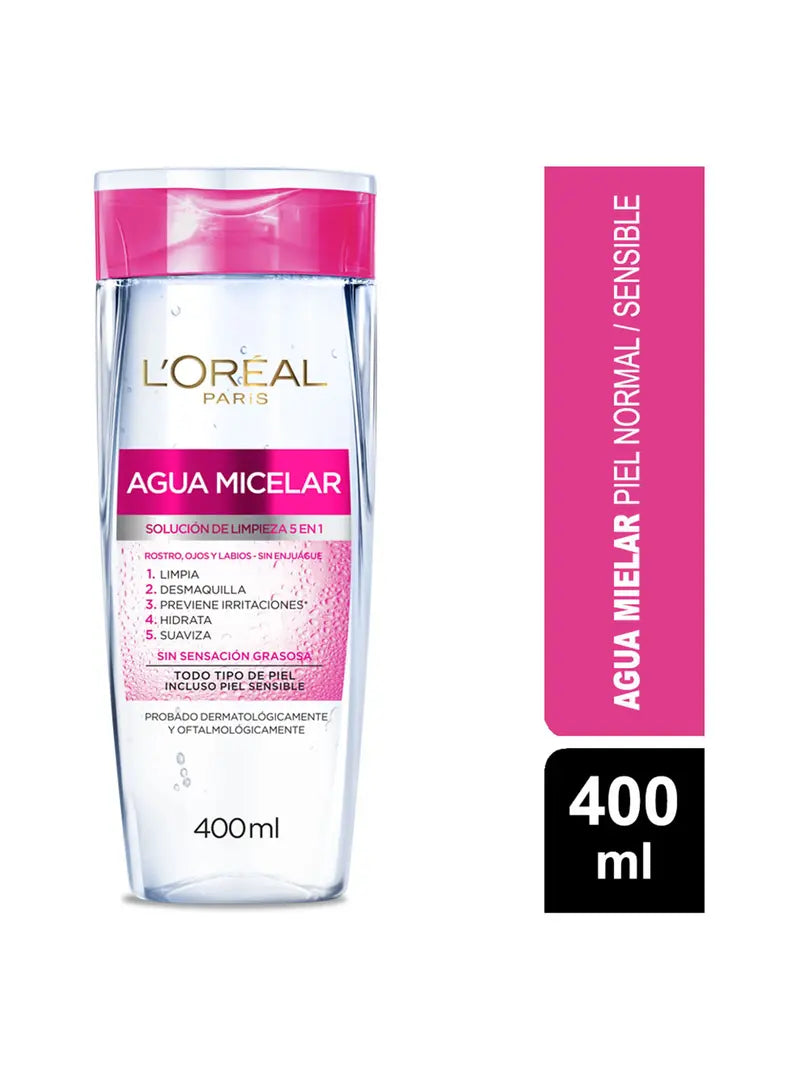 Agua micelar 5 en 1 L'oreal 400ml