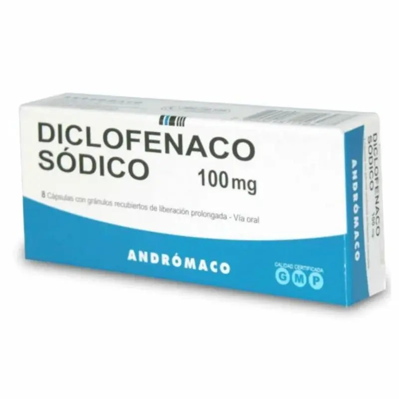 Diclofenaco Sódico 100 mg 8 Capsulas Con Gránulos Recubiertos De Liberación Prolongada