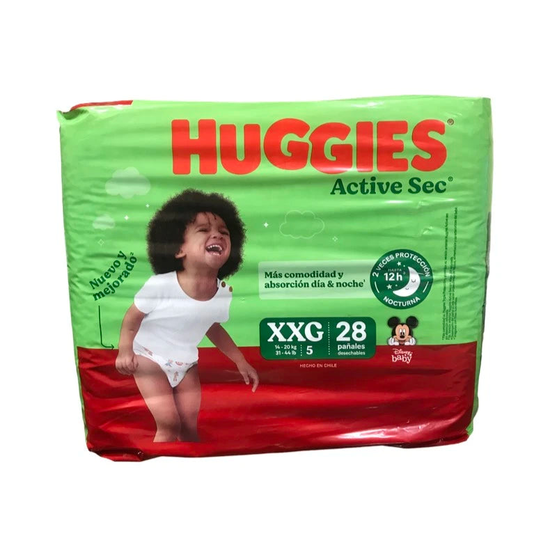 Pañales Huggies Actives XXG 28 pañales