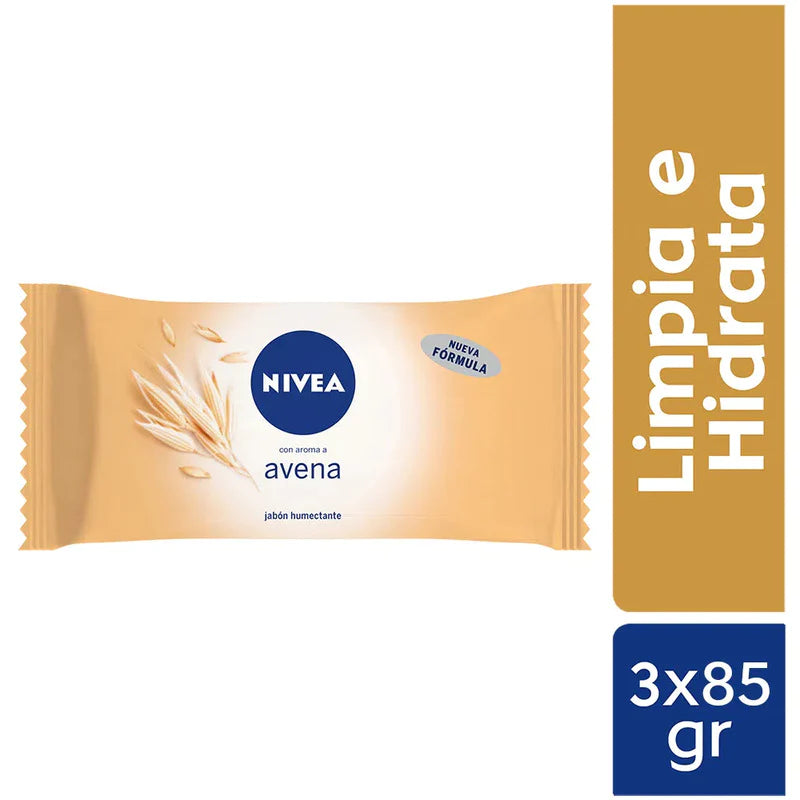 Jabón Humectante Nivea en barra con aroma a avena 3x85gr