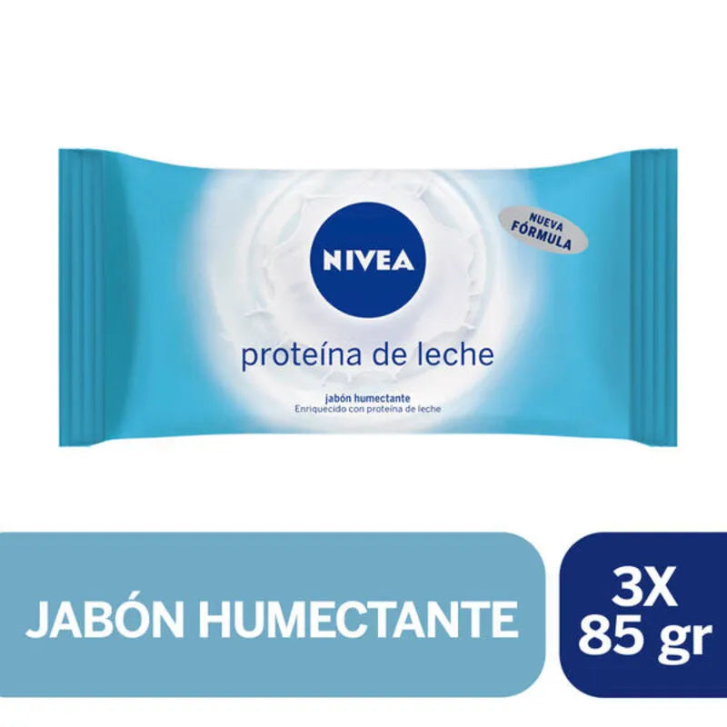 Jabón Humectante Nivea en barra con aroma a proteína de leche  3x85gr