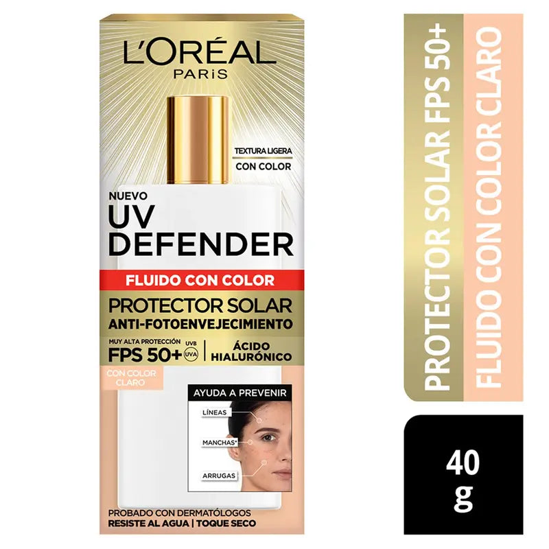 Loreal Uv defender FPS 50+ fluido con color claro 40 g