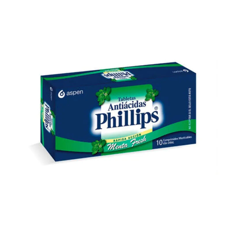 Pastillas Antiácidas Phillips caja 10 Comprimidos Masticables