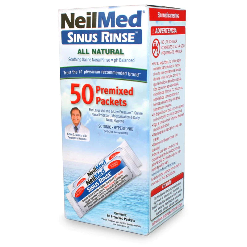 Sinus Rinse Polvo para preparar solución salina nasal 50 sobres