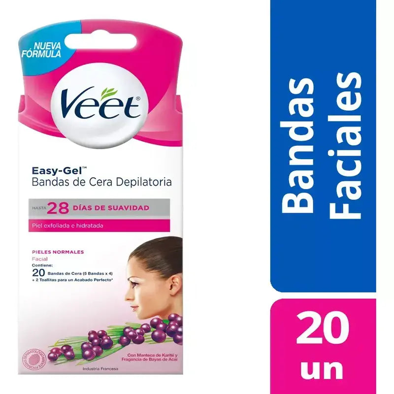 Veet Bandas Depilatorias Faciales Cera Fría 20 Unidades