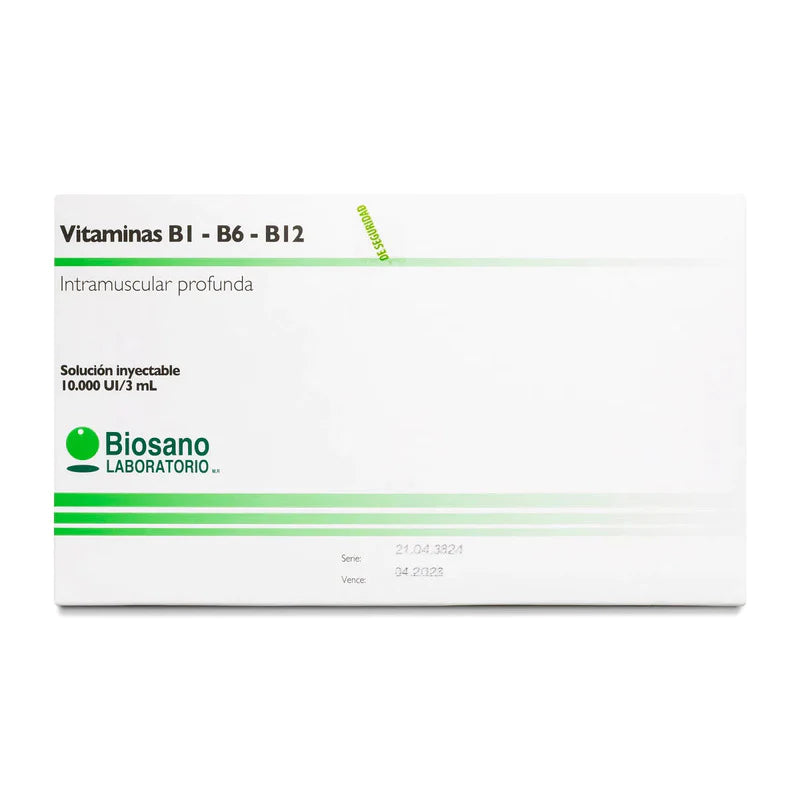 Vitamina B1-B6-B12 solucion inyectable 10,000ui/3ml (3 ampollas)