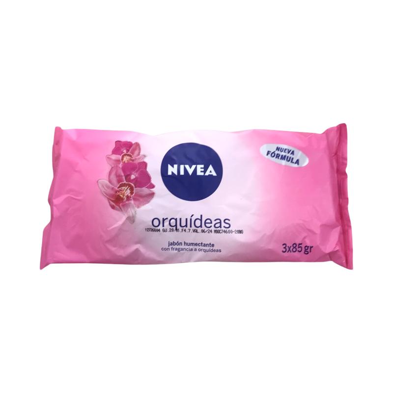 Jabón Humectante Nivea en barra con aroma a orquídeas 3x85gr