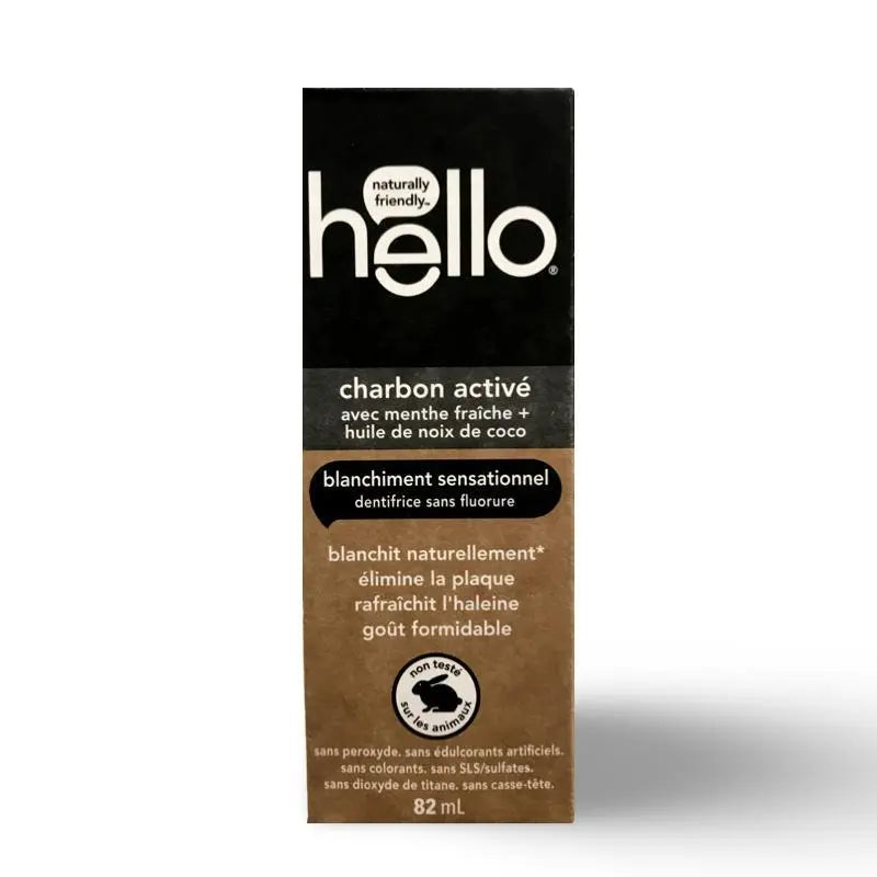 Crema Dental Carbon Activado Con Menta Fresca Sin Fluor Hello 82 ml