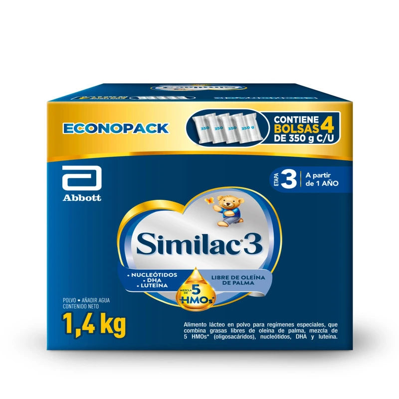 Similac 3 1,4kg Etapa 3 A partir de 1 año/ Contiene 4 Bolsas de 350g