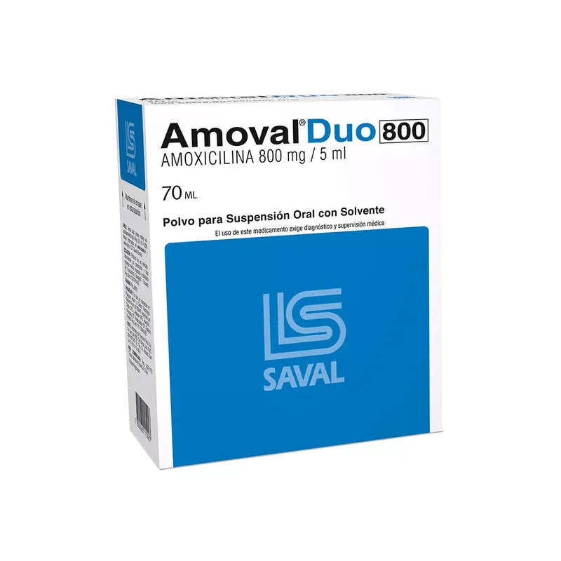 Amoval Duo 800mg Polvo para Suspensión Oral con Solvente 70ml