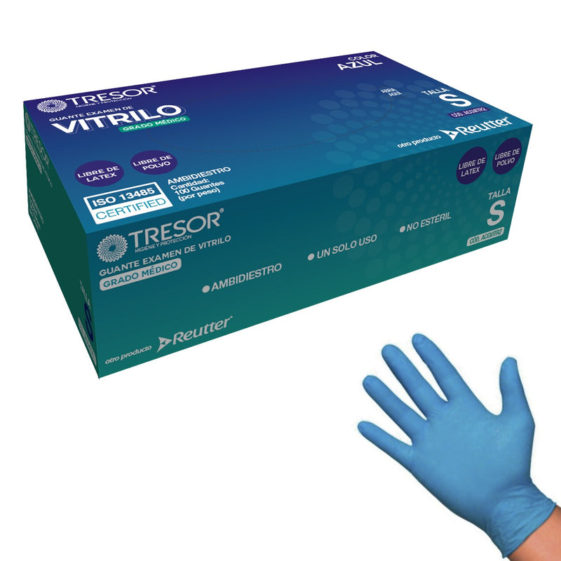 Guantes vitrilo azul Talla M (100 Unidades)