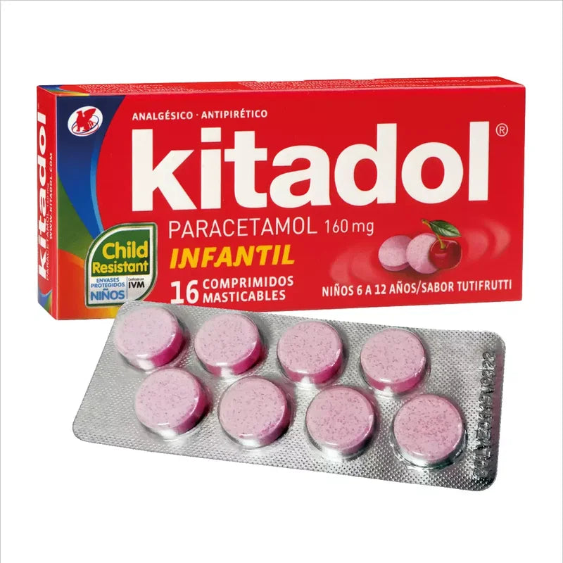 Kitadol infantil 160mg 16 Comprimidos Masticables