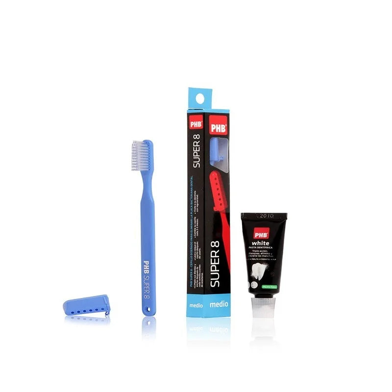 Pack Cepillo dental PHB Super 8 medio + Pasta dental pequeña