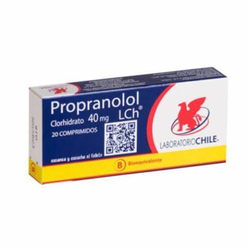 Propranolol Clorhidrato 40mg 20 Comprimidos