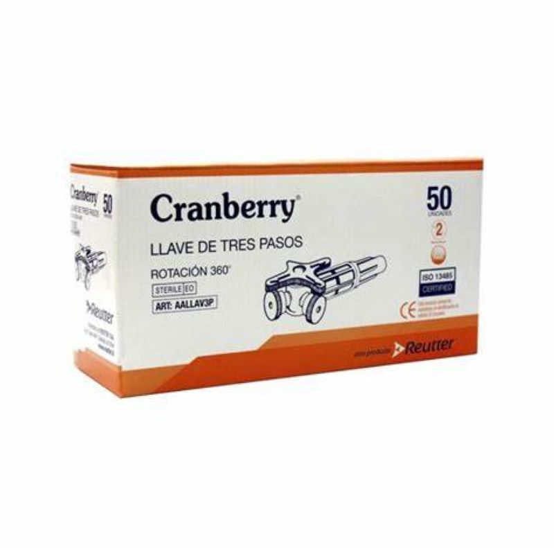 Llave Tres Pasos Rotación 360 Cranberry Caja 50 Unidades